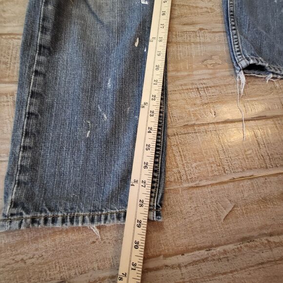 Levi's 505 Jeans 35x29 Regular Fit Straight Distressed Destroyed Paint Splatter - Picture 9 of 13